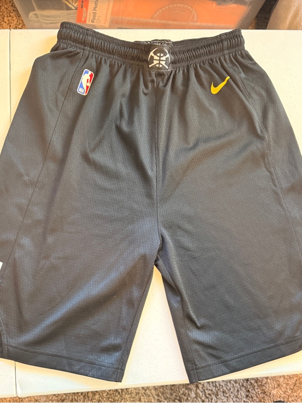 Nike Denver Nuggets  Black Basketball Shorts with Yellow Swoosh